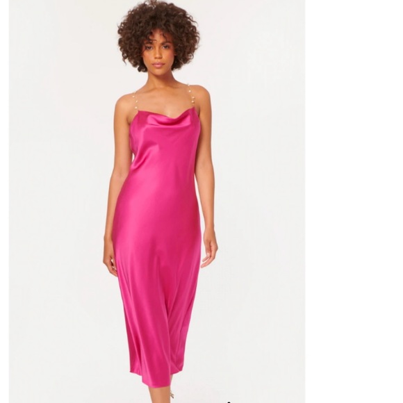 Cami NYC Shallon Pearl Chain strap midi dress Size Large - Picture 3 of 4